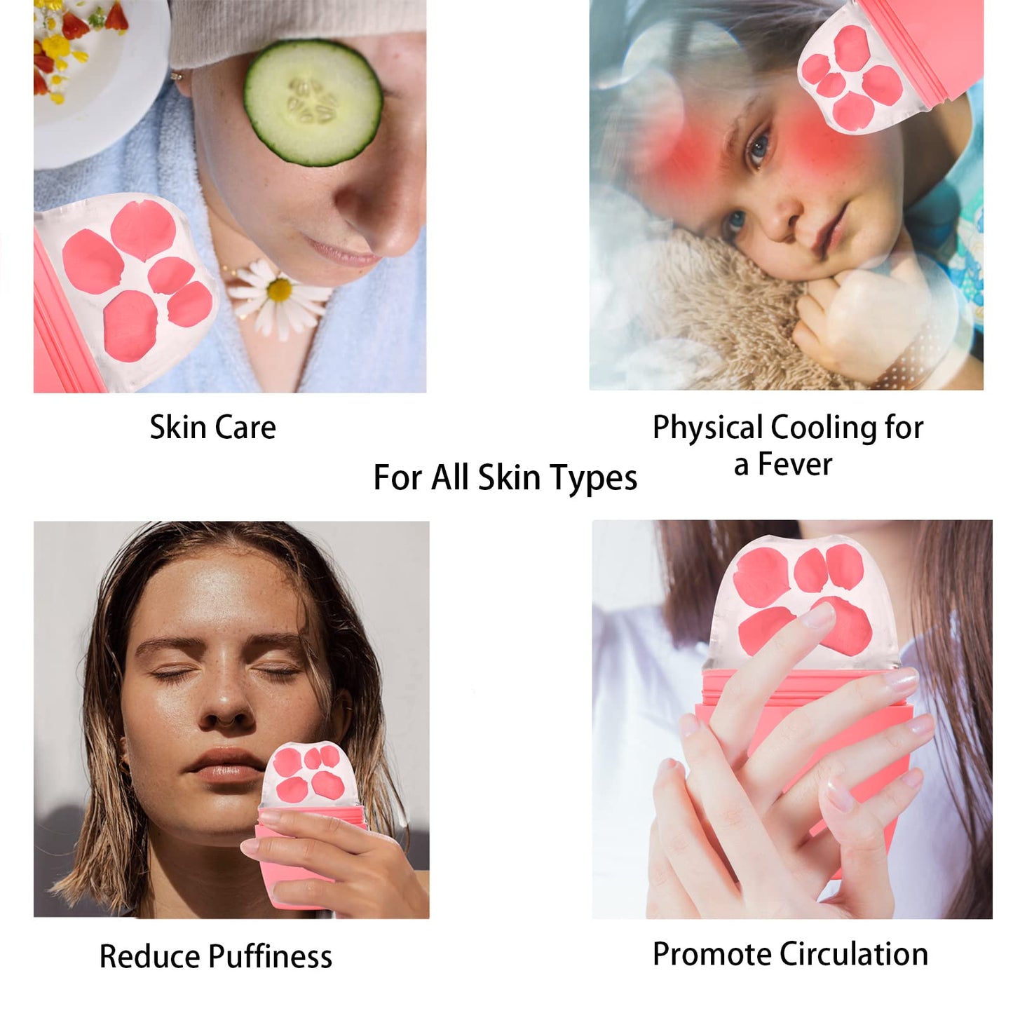 Evmliy Rodillo de Hielo para La Cara, Rodillo de Hielo de Silicona Molde de Hielo Facial para Iluminar La Piel Mejorando El Brillo Natural, Rodillo de Hielo Reutilizable para Aliviar La Hinchazón de L