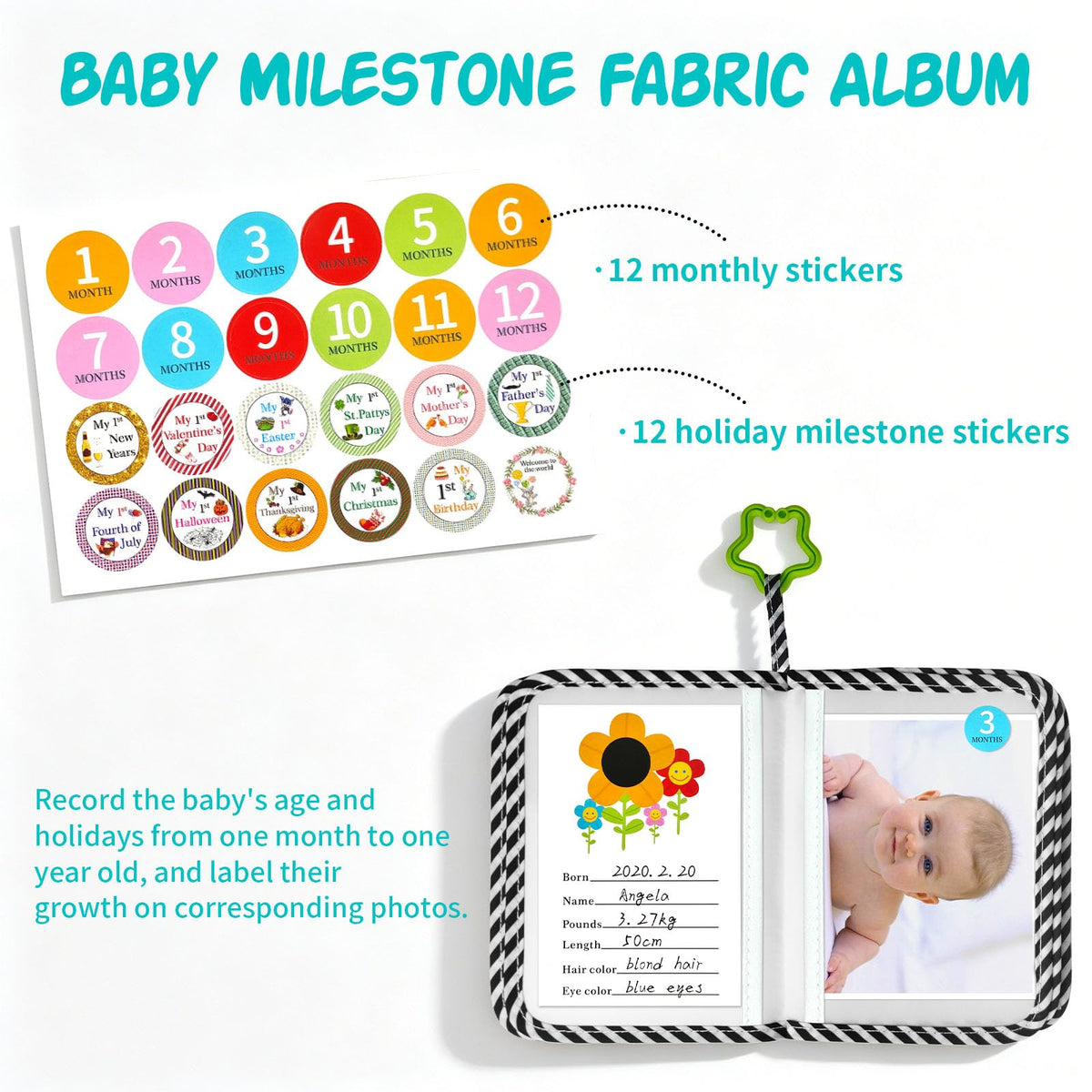 Álbum de Fotos para Bebé ABCKEY Girasol con Espejo Seguro para Niños