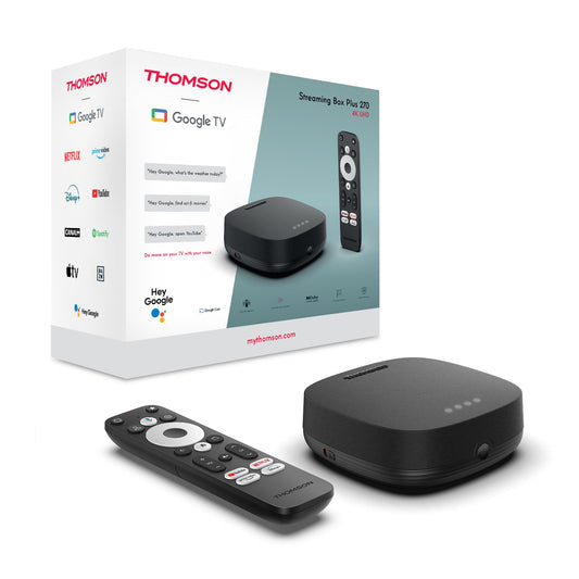 Streaming Box Thomson Plus 270 Negro con Altavoz Integrado y Google TV 4K UHD