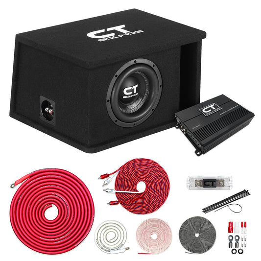 Paquete Completo de Subwoofer CT Sounds 8 Pulgadas 800 W con Amplificador y Caja Cargada