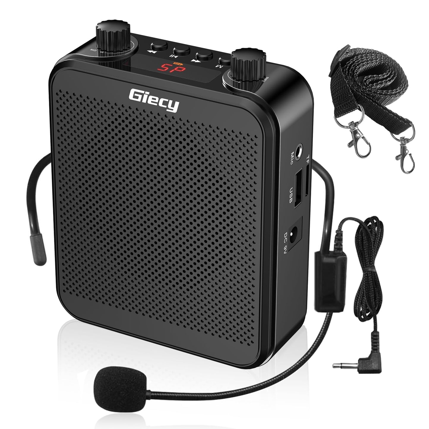 Giecy - Amplificador de Voz Personal, Amplificador de Voz portátil, 30 W, 2800 mAh, Sistema PA Recargable para múltiples ubicaciones, Aula, reuniones y Exteriores