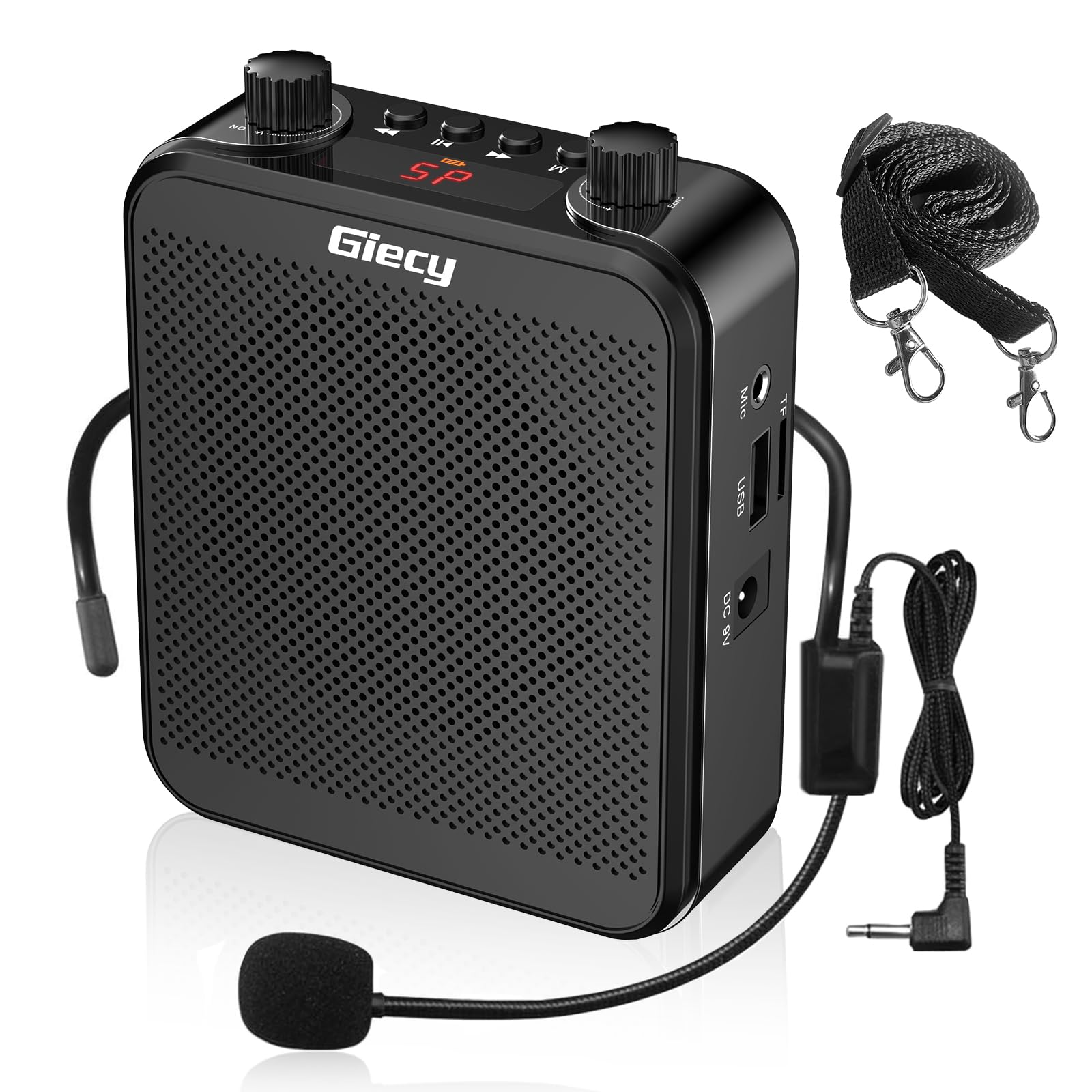 Giecy - Amplificador de Voz Personal, Amplificador de Voz portátil, 30 W, 2800 mAh, Sistema PA Recargable para múltiples ubicaciones, Aula, reuniones y Exteriores