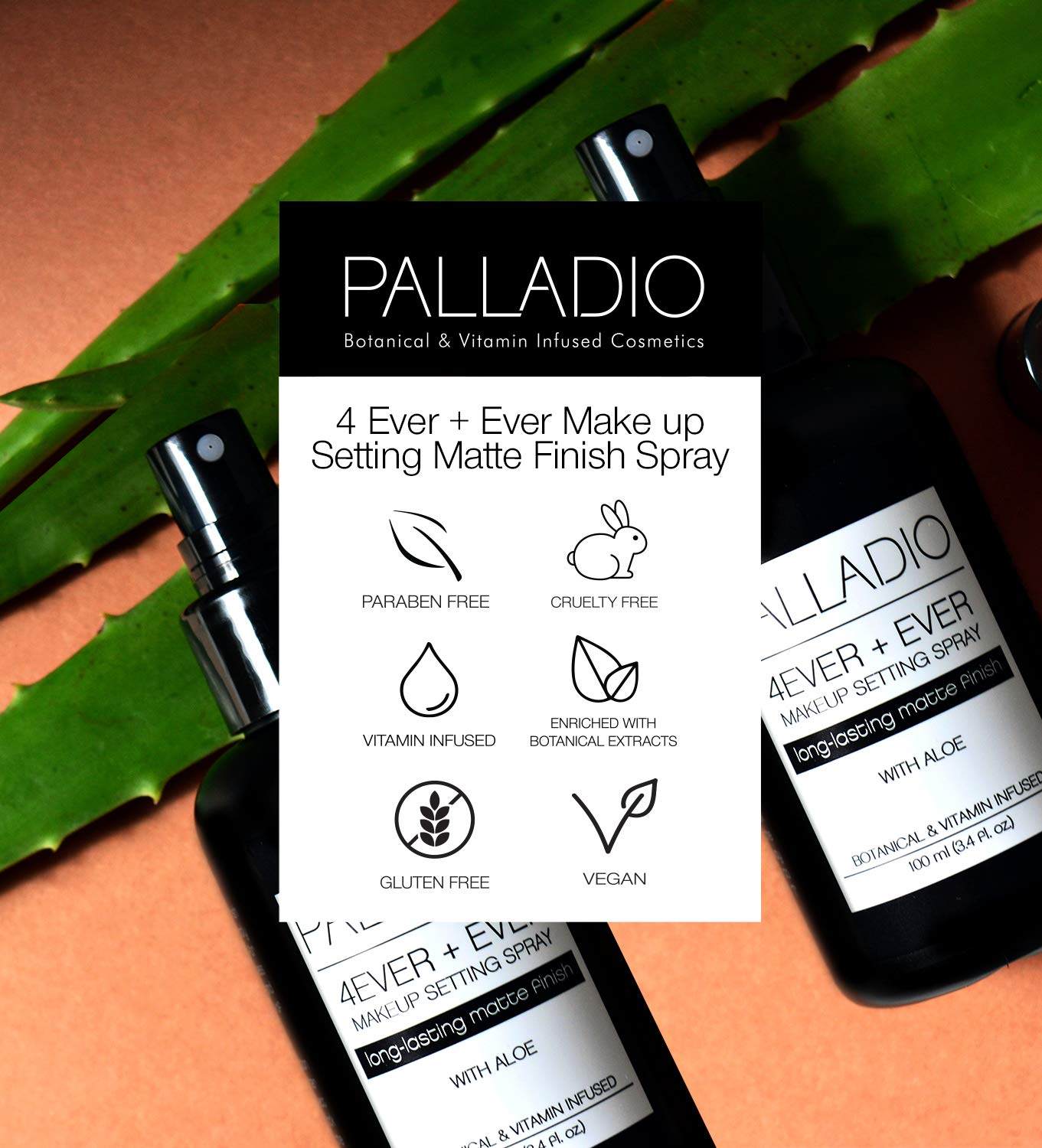 Spray Fijador de Maquillaje Palladio Matte con Acabado de Larga Duración