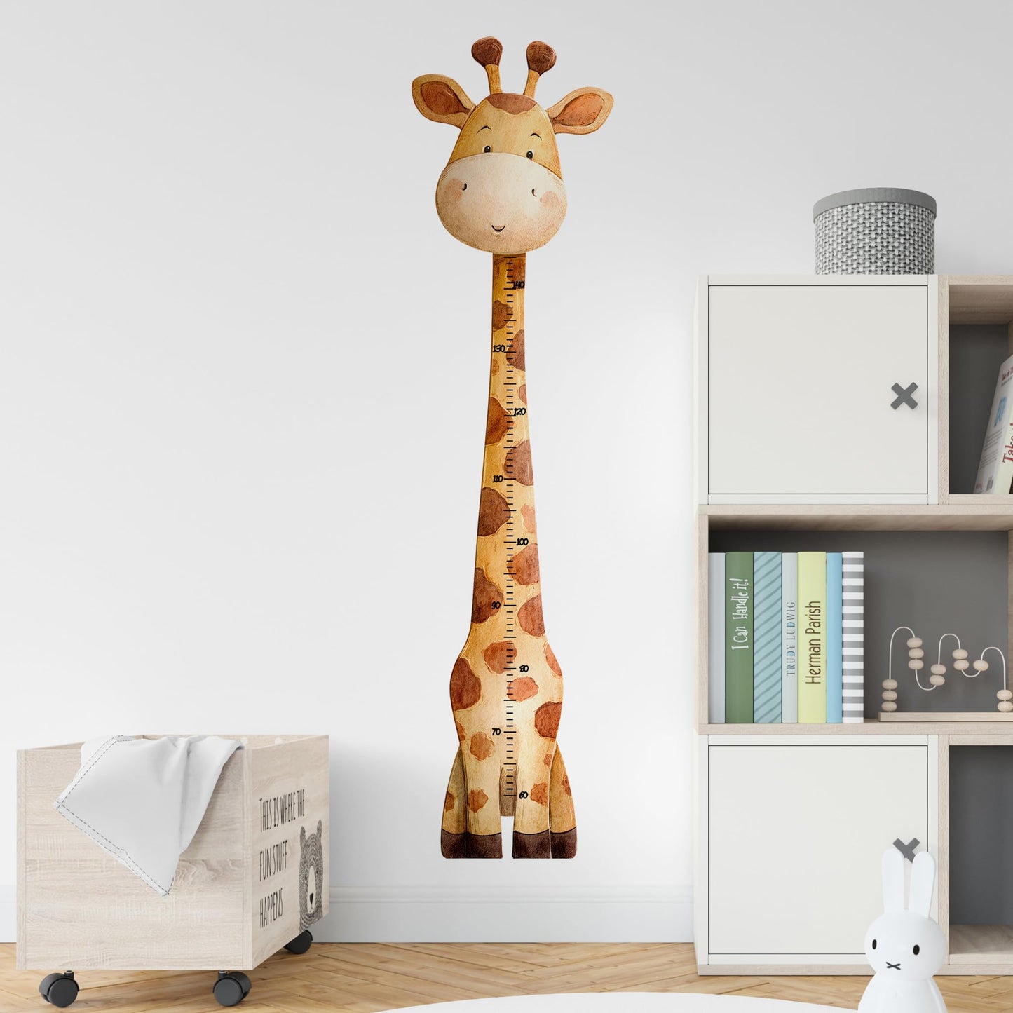 Calcomanías de pared para niños con altura de jirafa, lindas calcomanías de altura de animales, calcomanías de tabla de crecimiento de habitación de los niños para pared, calcomanías de animales de
