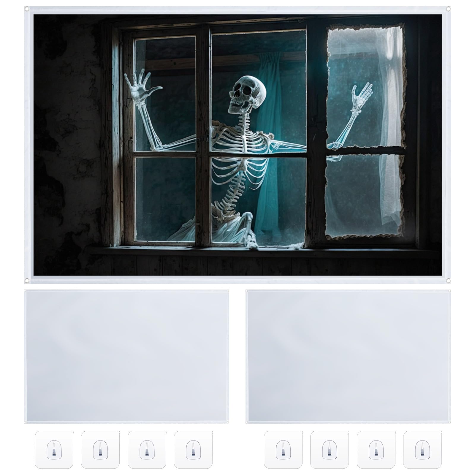 Oudain Paquete de 2 Pantalla de Proyección Trasera de Tela para Halloween, Portátil, Blanca, con Herrajes de Montaje para Proyectar Videos de Halloween en la Puerta(40 x 60 Pulgadas)