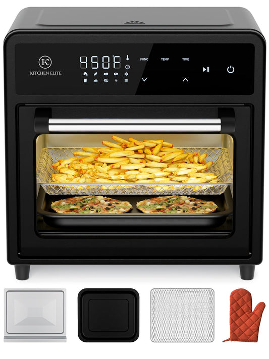 Kitchen Elite Air Freidora tostador Combo, 12.6 cuartos de galón de acero inoxidable 10 en 1, encimera de horno de convección 700 °F, no tóxico para hornear, asar, recalentar, pollos de engorde y