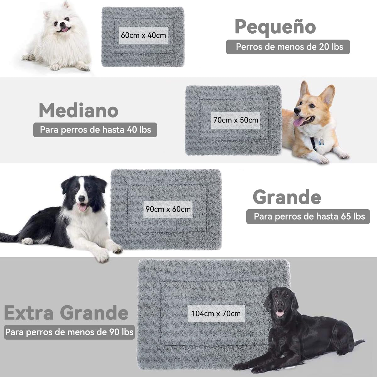 MADELALU Cama para Perro Mediano, Cama Perro Esponjosa y Acogedora, Cama para Perro Grande, Cama para Perro Soft Wear, Lavables Tapete para Perro, Adecuado para Jaula para Perro (Gris, 70x50cm)