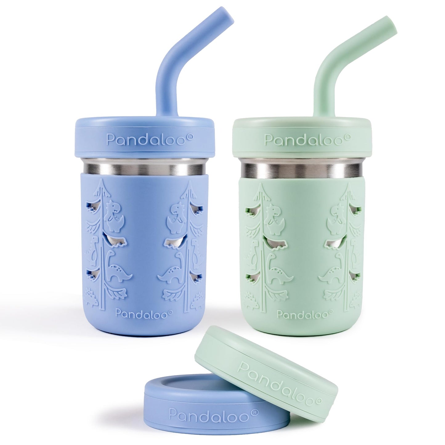 Pandaloo® Tazas de batido para niños - Vaso para niños pequeños de acero inoxidable con pajita, taza con popote para batidos - Sin BPA, tazas para refrigerio para niños pequeños, 10 oz