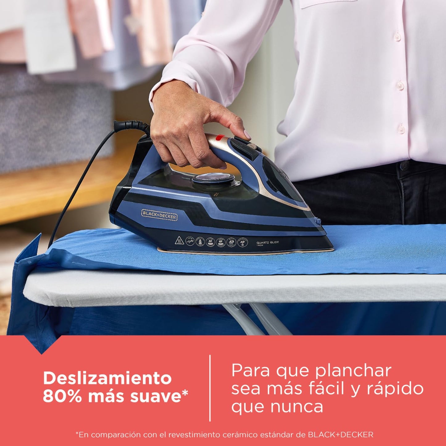 Plancha de Vapor Black+Decker Quartz Glide 1700W y Apagado Automático IR2823