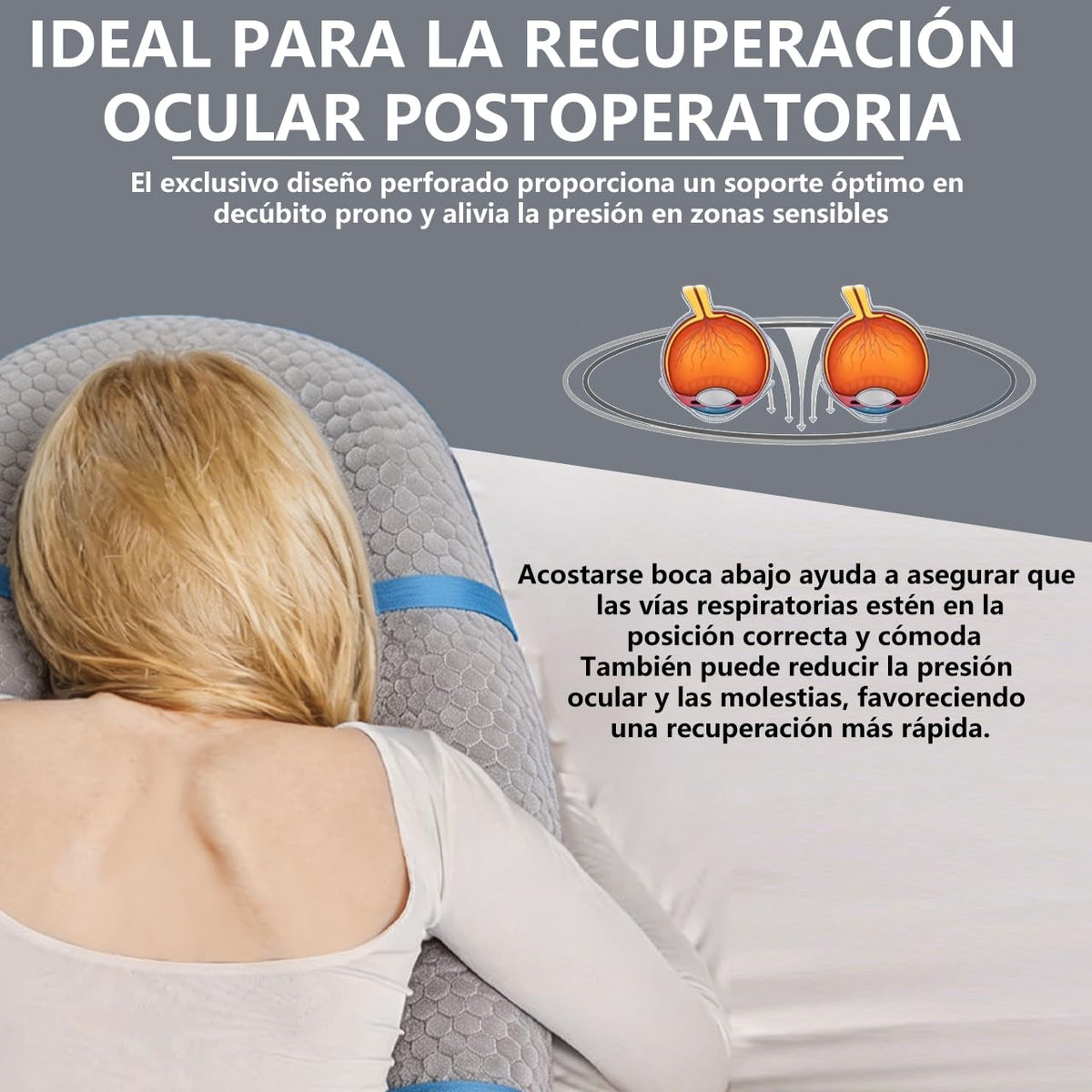 Almohada Facial Versión Extendida de Doble Cara para Recuperación Postcirugía Ocular