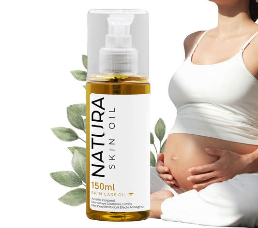 Natura Skin Oil 150ml. Aceite Corporal, Disminuye Estrías y Cicatrices, Ideal para Uso durante el Embarazo, Hidrata Profundamente la Piel Seca, No es Grasoso, Con Aceites de Rosa Mosqueta, Aguacate, Almendra, Semilla, Vitamina A, Vitamina E. Skin Care Rea
