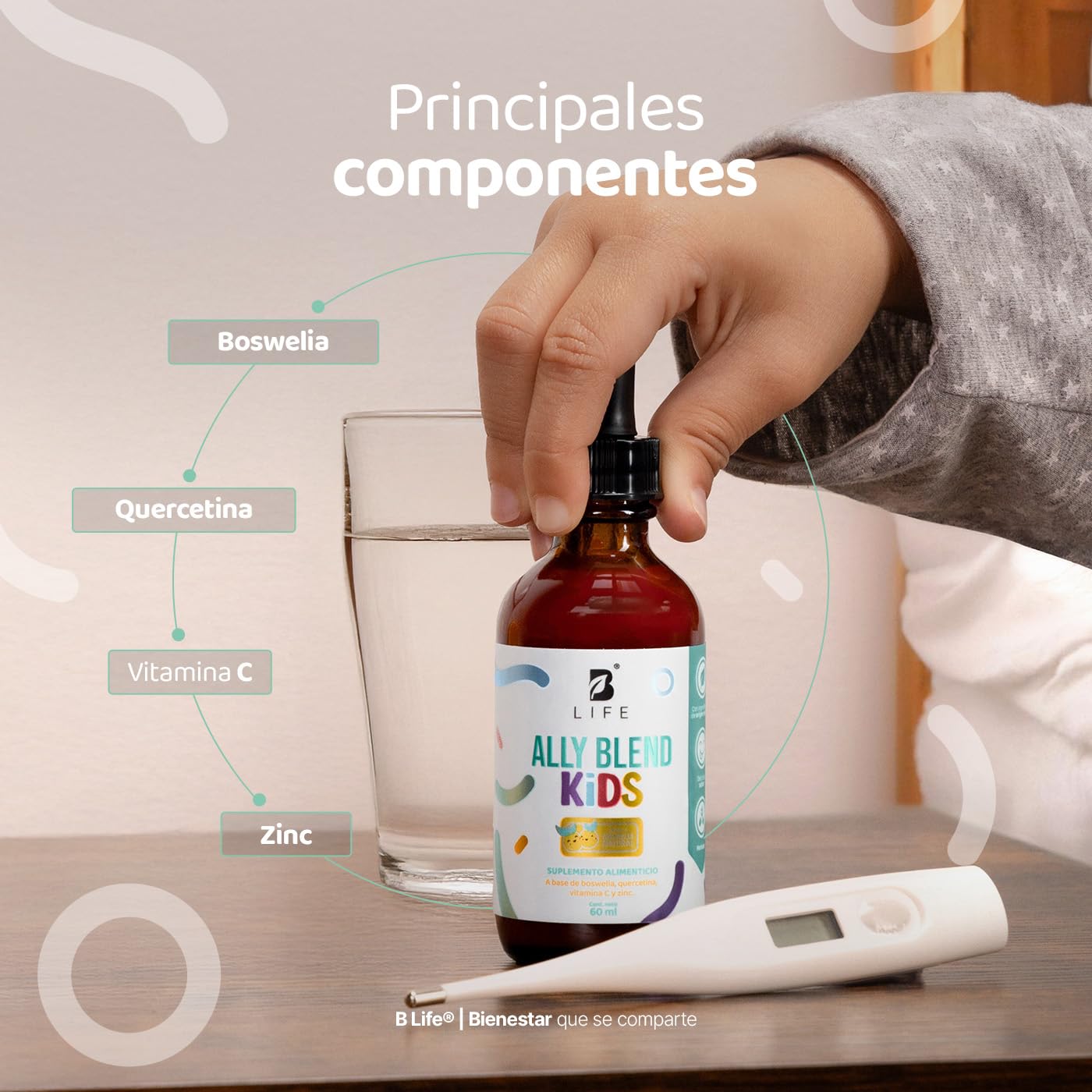 Gotas Vitamina C y Zinc Ally Blend Kids B Life 60 ml para Niños