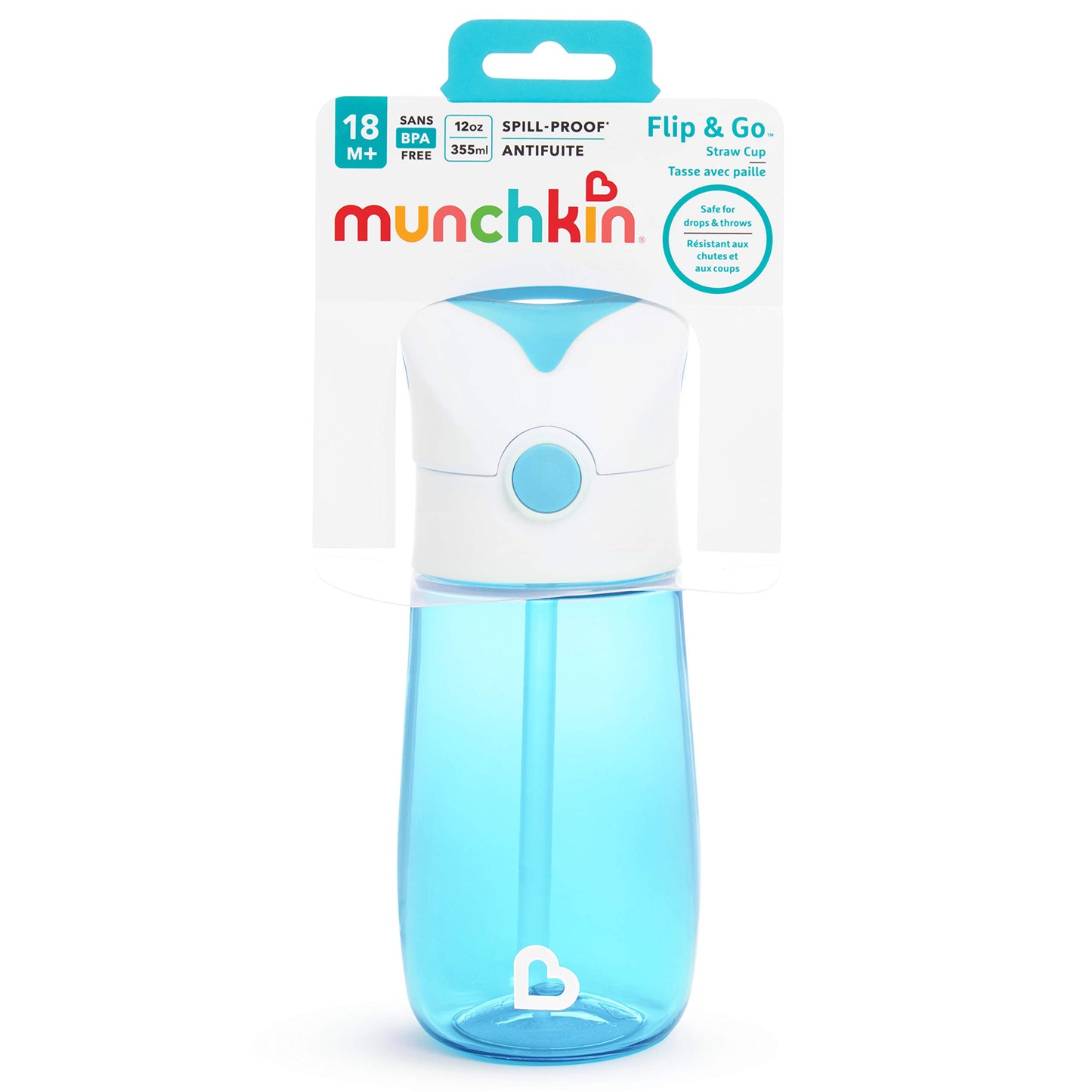 Munchkin Flip and Go Tritan - Taza de paja (12 ml), color azul