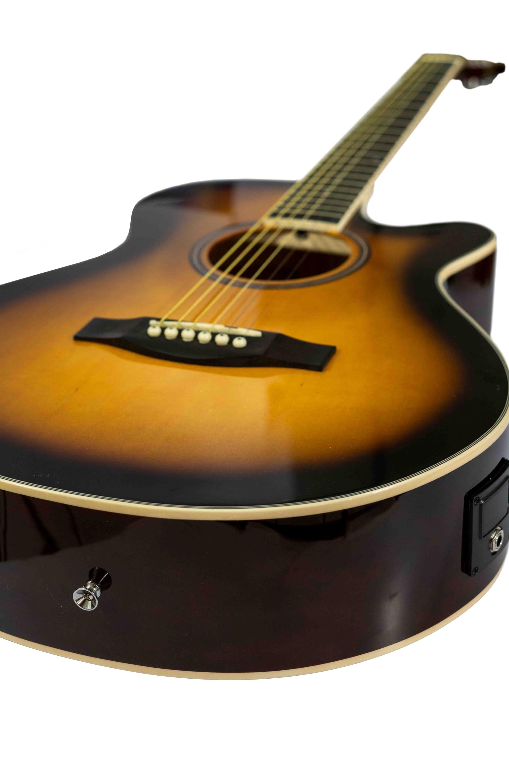 BAMBOO, Guitarra Electroacustica Sunburst, Linden 40" - Incluye Funda - Guitarra Acustica con corte y equalizador para principiantes.