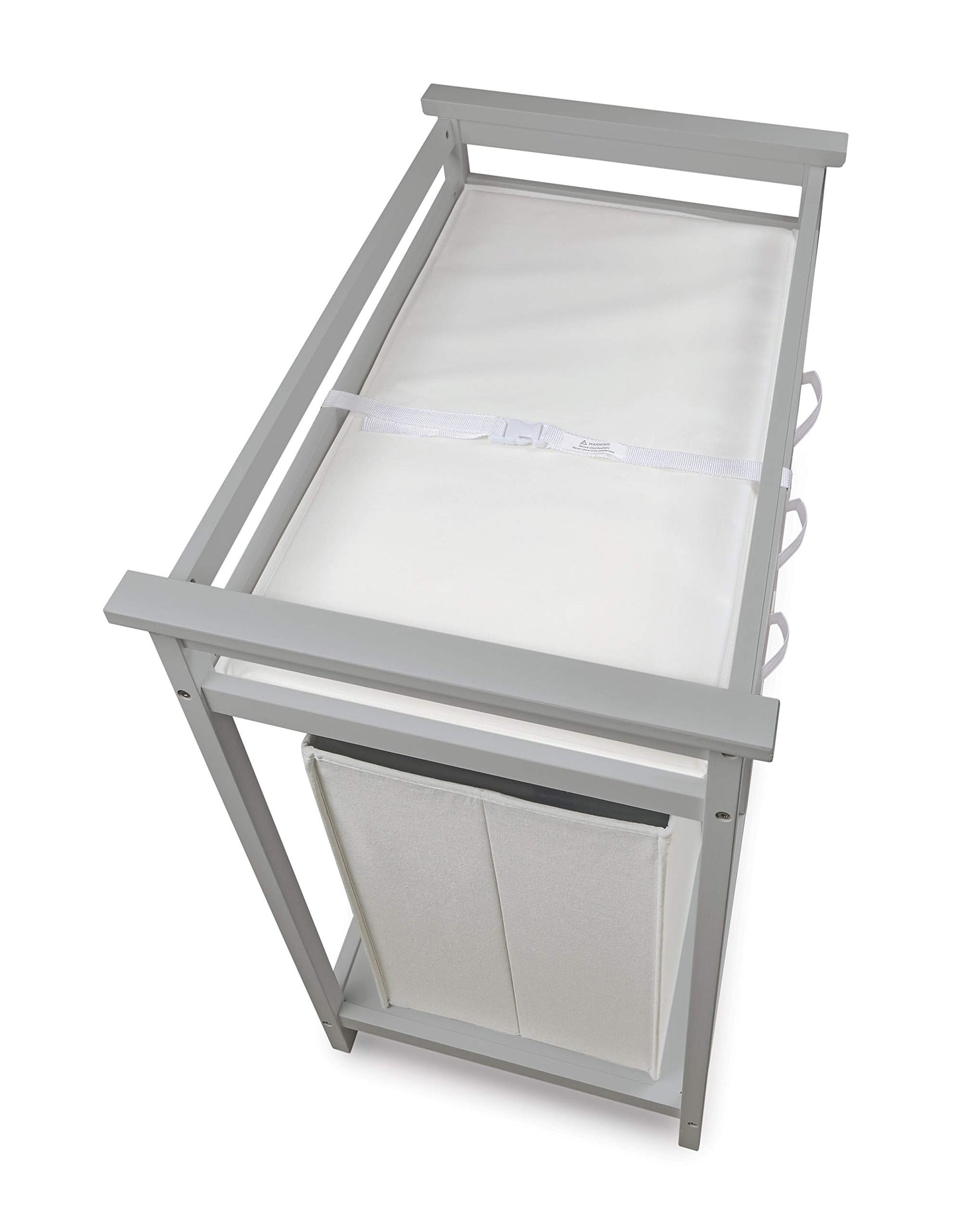 Badger Basket - Cambiador moderno para bebé, muebles de guardería con cesta de lavandería y 3 cajones de almacenamiento, estación cambiadora de pañales con cinturón de seguridad, cambiador, cestas