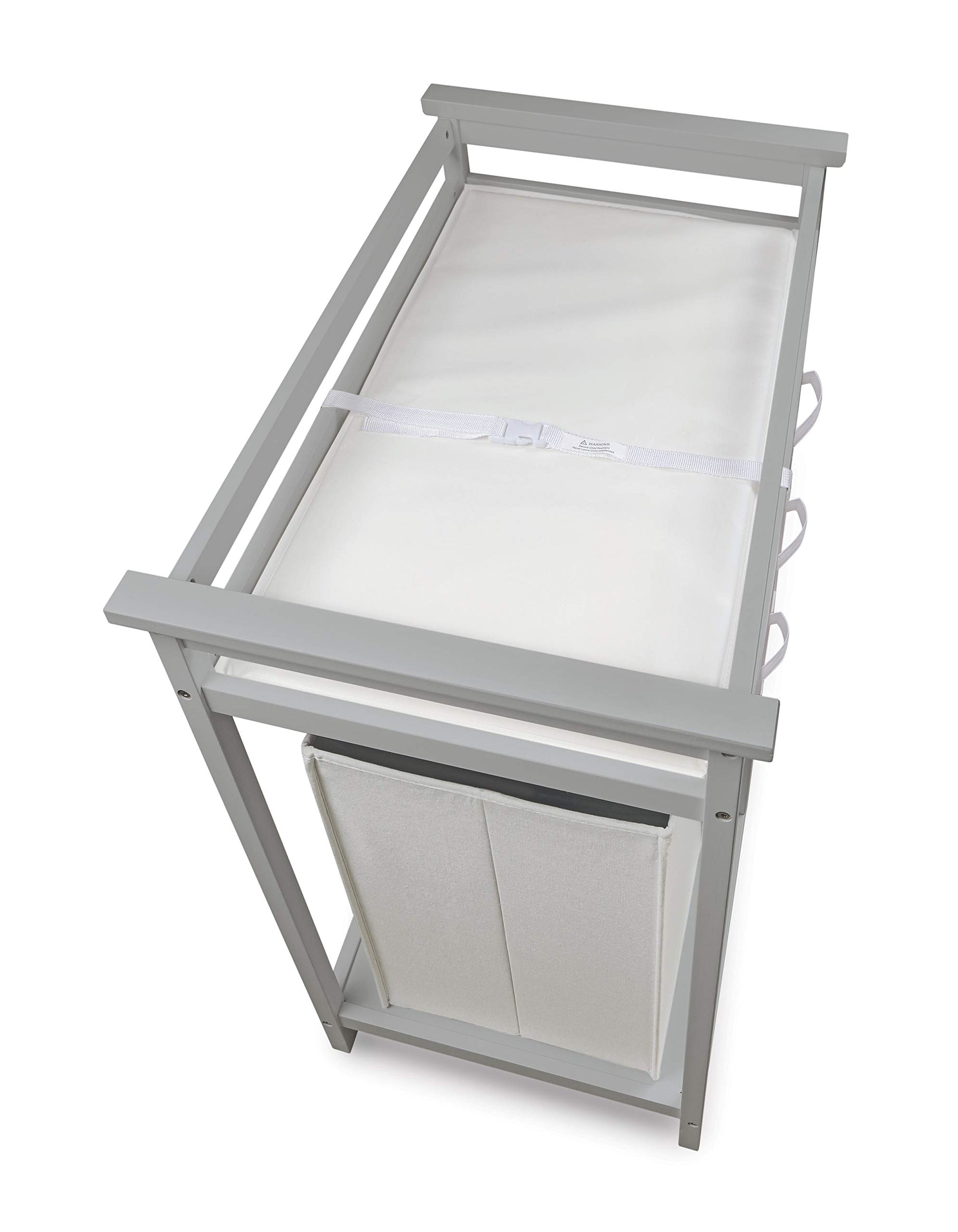 Badger Basket - Cambiador moderno para bebé, muebles de guardería con cesta de lavandería y 3 cajones de almacenamiento, estación cambiadora de pañales con cinturón de seguridad, cambiador, cestas