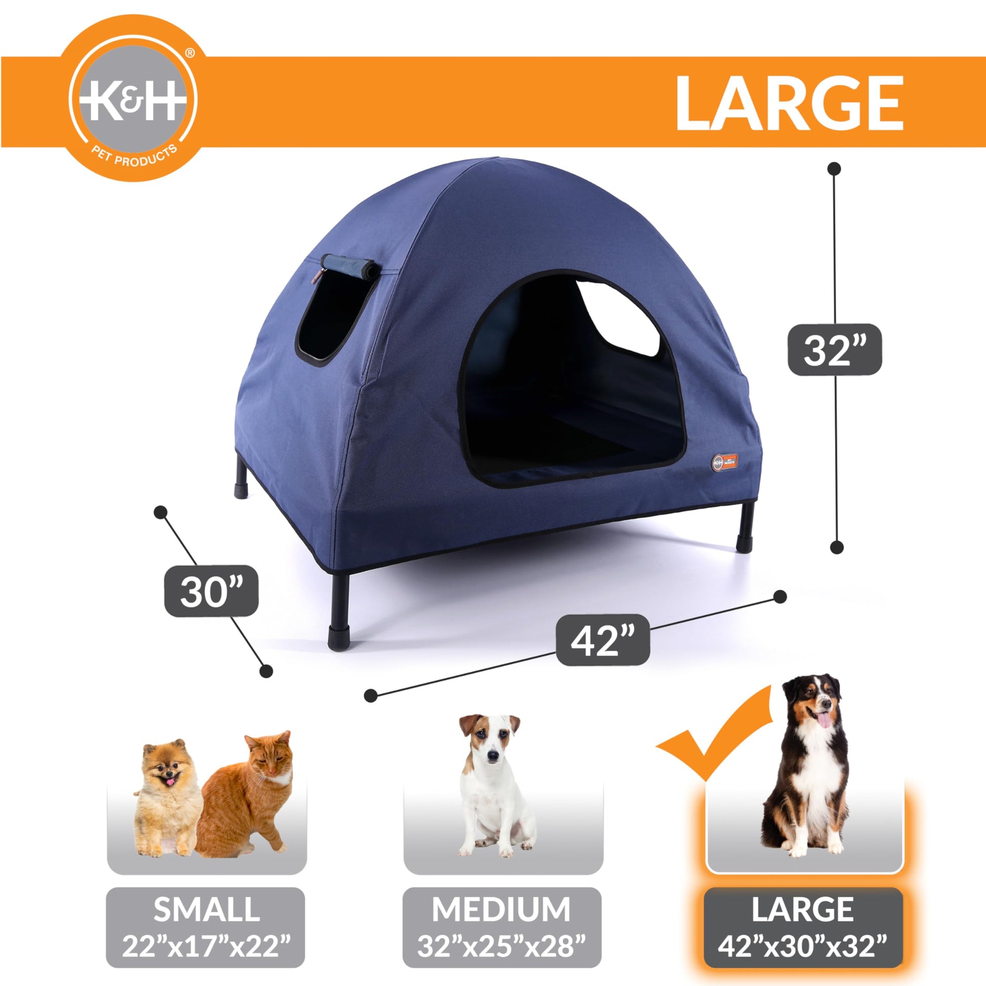 Cuna Elevada Original K&H Pet Products Azul Marino para Mascotas