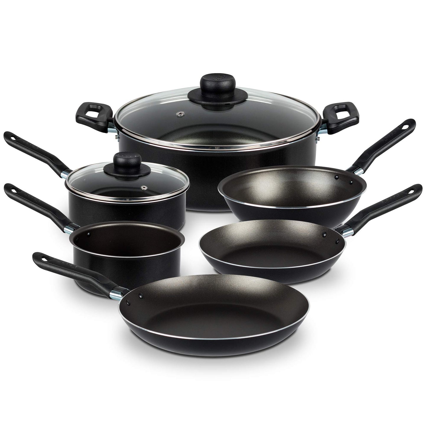 Batería de Cocina Ekco Negro con Antiadherente Serum 19 Piezas de Aluminio