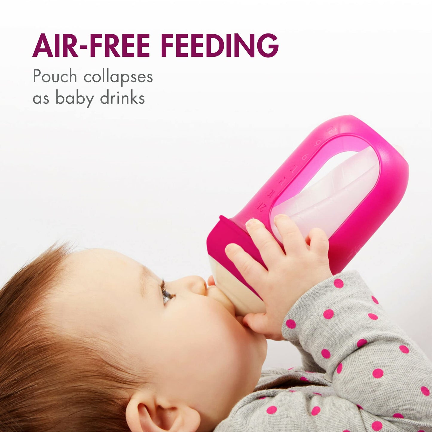 Boon Nursh - Bolsa de silicona reutilizable para biberones – Pezón de flujo medio – Bolsa de silicona para biberones y pezones – Esenciales para la alimentación del bebé – Rosa – 3-6 meses – 3