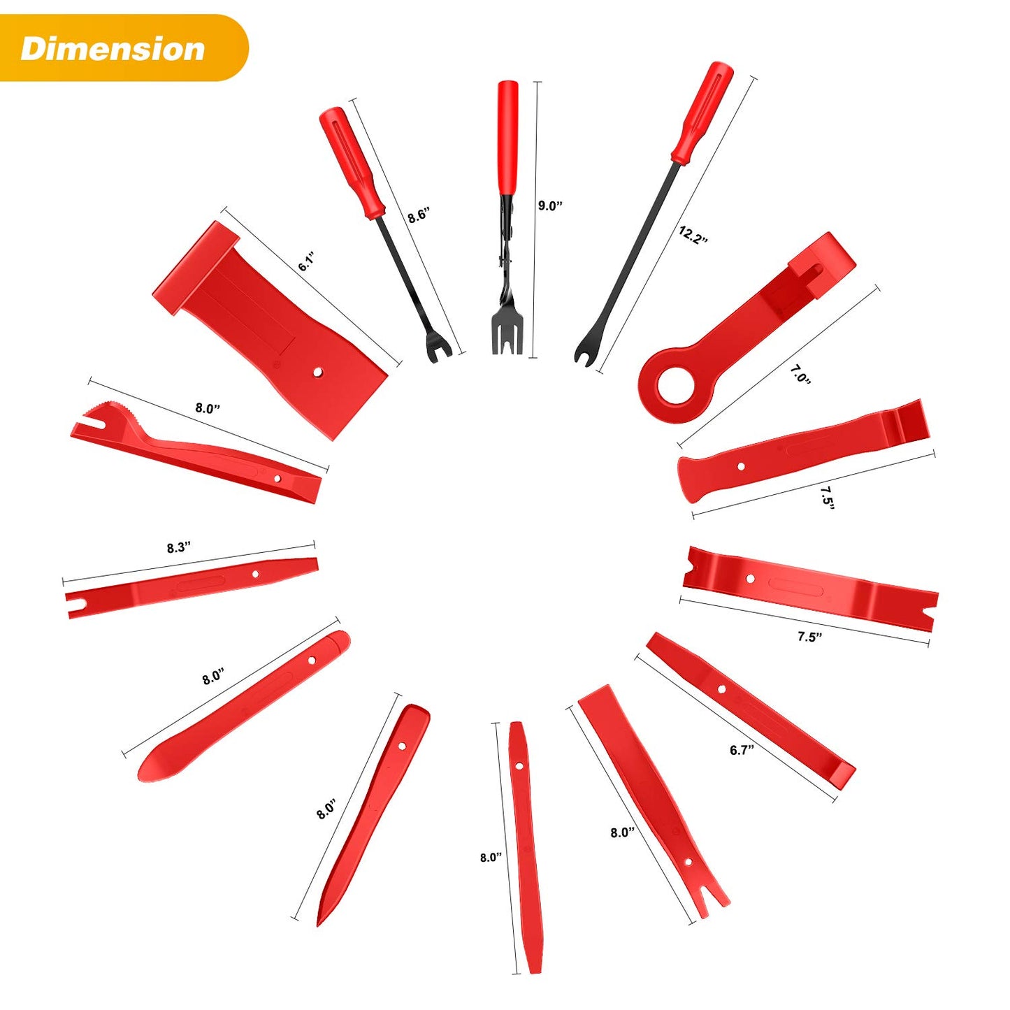 GOOACC - 40 llaves de recorte GRC-92, alicates con clip automático, herramientas de extracción estéreo, kit de palas de reparación de tapicería, juego de ganchos y púas de precisión, enhebrador de cables, raspador de película para automóviles con STOR