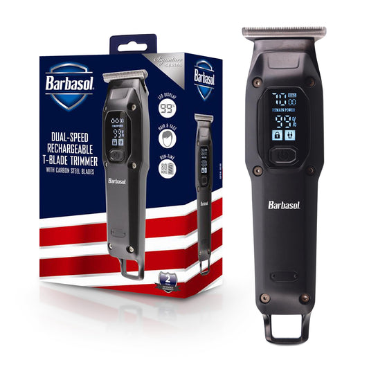 Recortadora de Pelo y Barba Barbasol Negra Recargable con Pantalla LED para Hombre