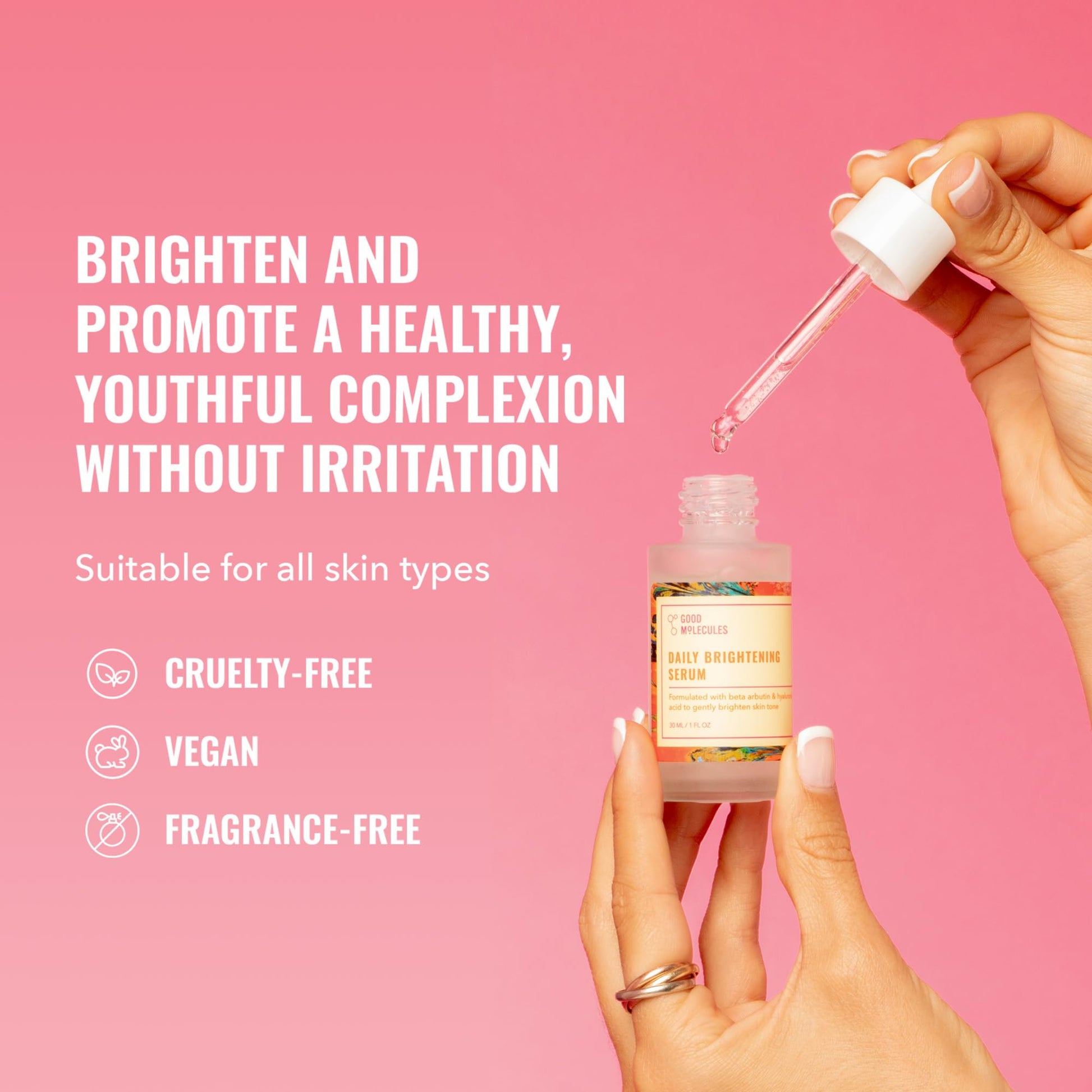 Good Molecules Daily Brightening Serum 30ml/1oz - Hydrating Facial Serum With Beta Arbutin And Hyaluronic Acid To Brighten, Moisturize, And Balance For Even Tone And Texture - Skin Care For Face