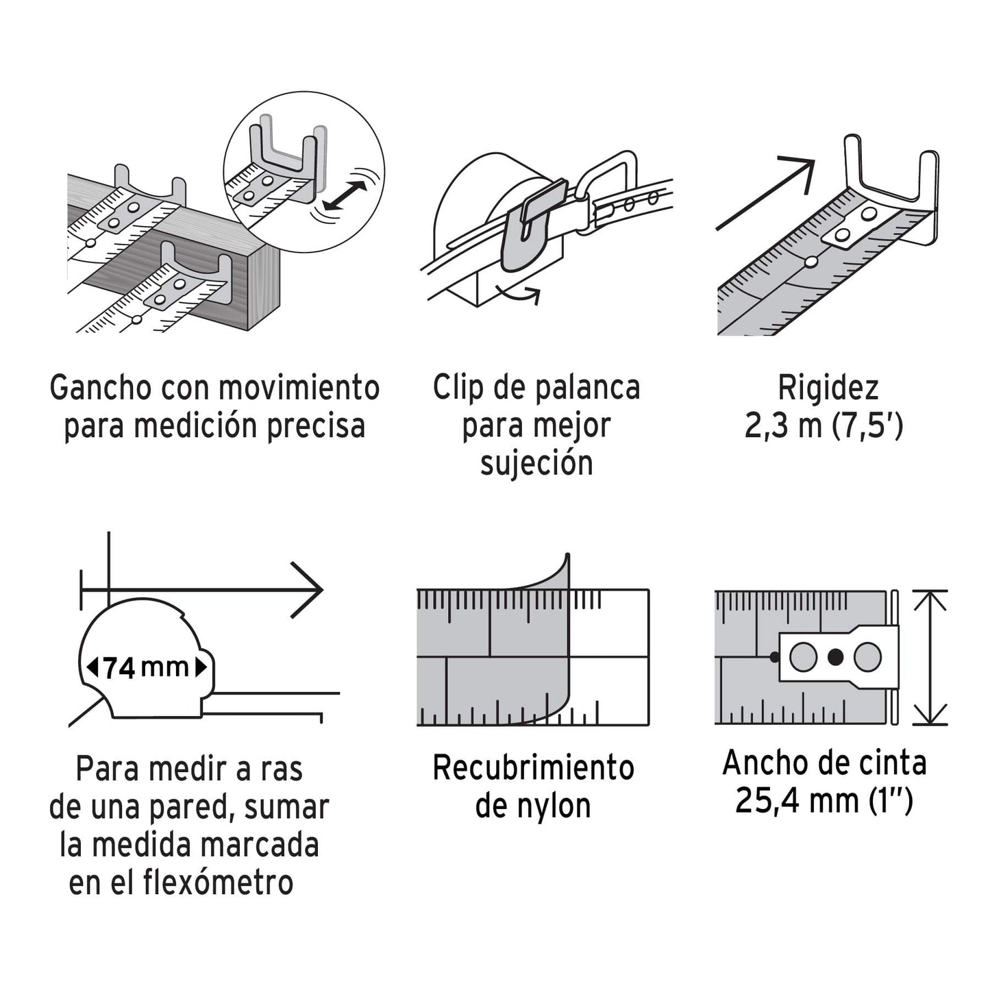 Flexómetro Truper FH-55M Naranja de Impacto 5.5 m Cinta 25 mm