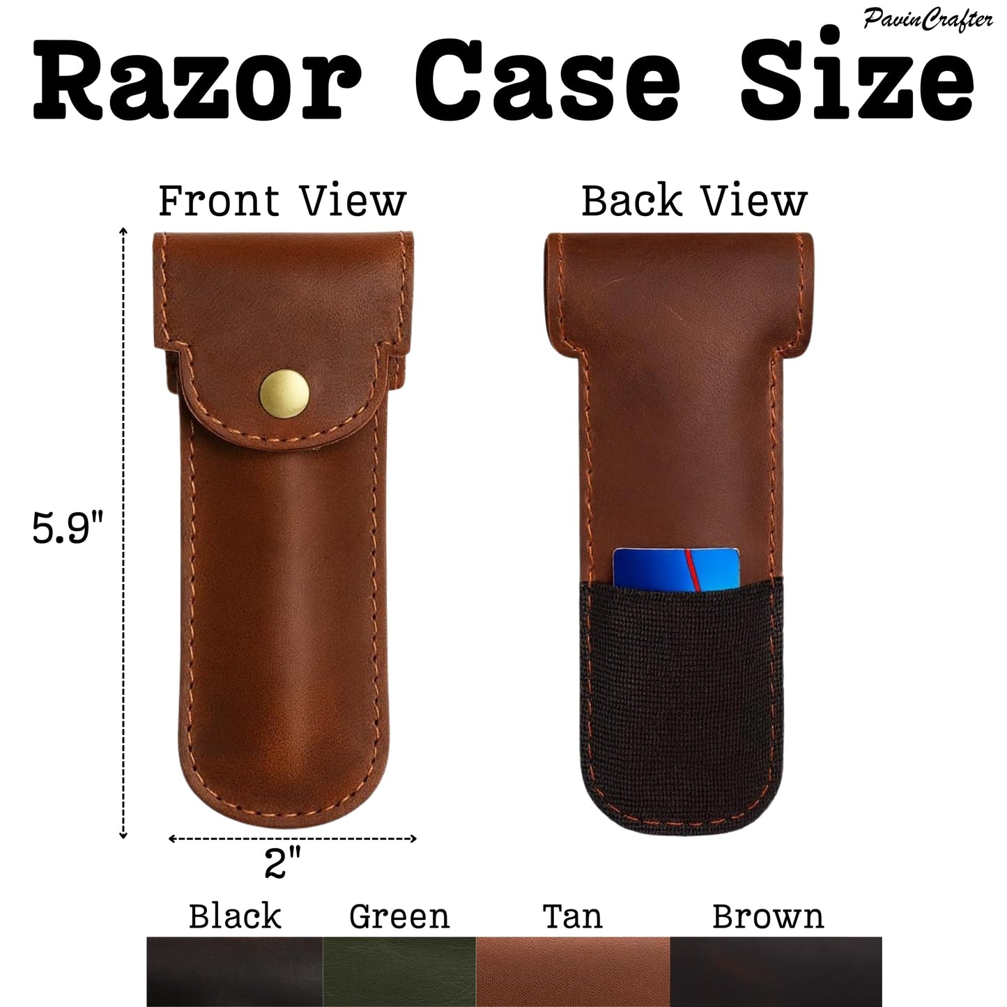 PavinCrafter Funda de piel flor para maquinilla de afeitar | Estuche de doble filo | Funda protectora para maquinilla de afeitar de seguridad, hecha a mano, para viaje y almacenamiento | Accesorio de