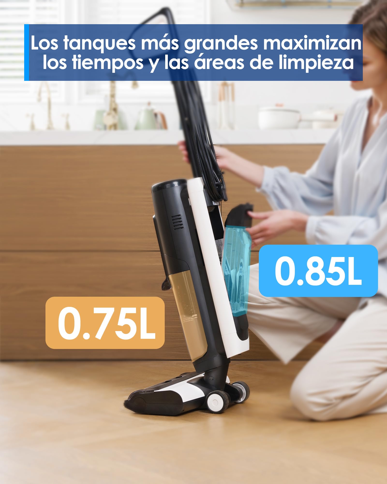 Aspiradora Tineco IFLOOR 5 Steam Blanca Todo en Uno para Suelos de Madera Dura para Mujer