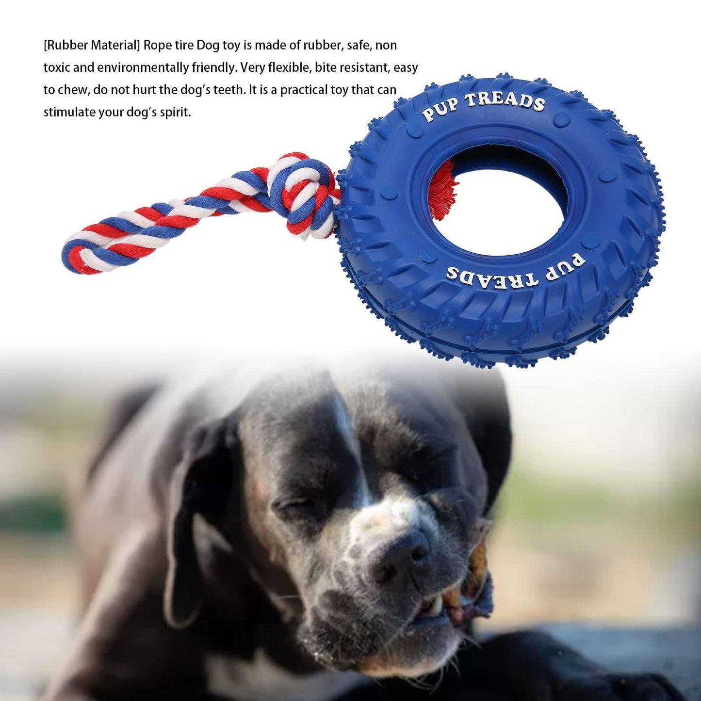 Juguetes para Perros para Masticadores Agresivos, Juguetes para Masticar Neumáticos para Perros con Cuerda, Juguetes para Masticar Cachorros De Goma para Juguetes Masticables para Perro(Blue)