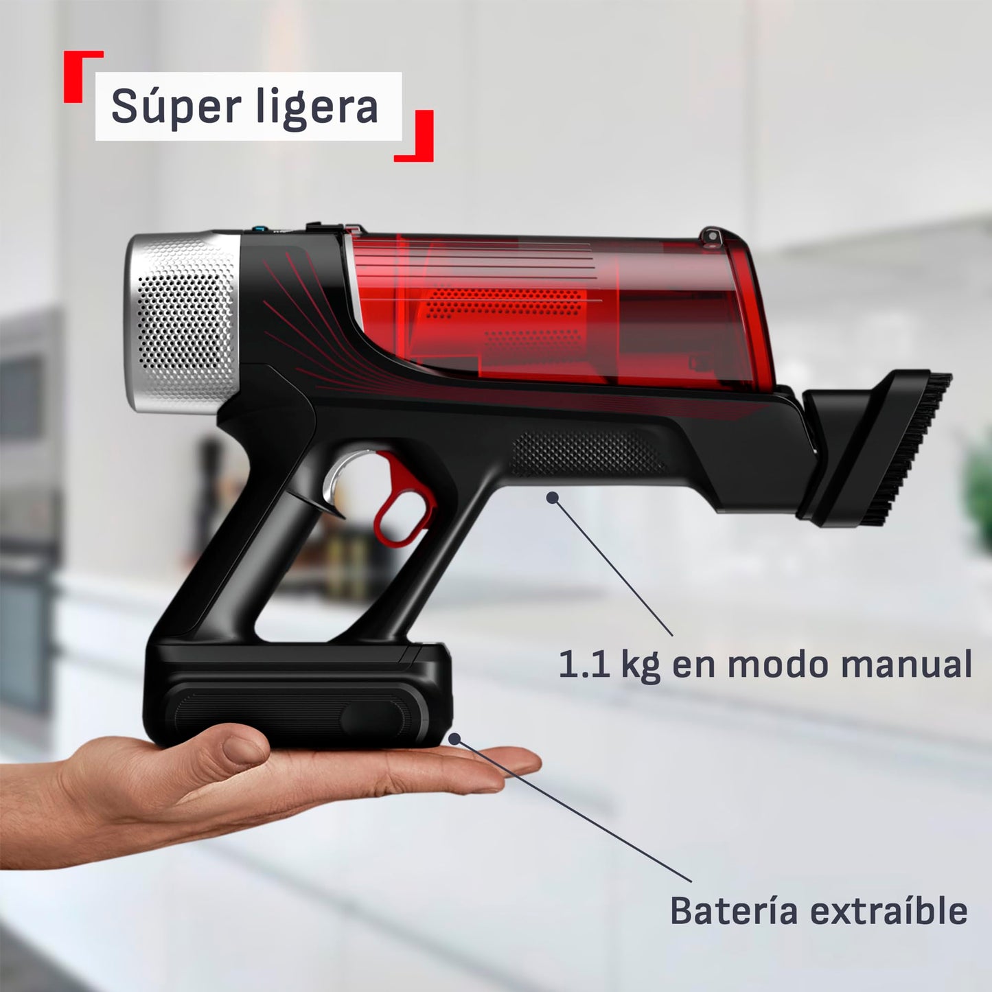 T-Fal Aspiradora Vertical 6 en 1 Inalámbrica X-Pert 9.60, 250W de Potencia, hasta 45 min de autonomía con un Damp Duster de Scrub Daddy de Regalo