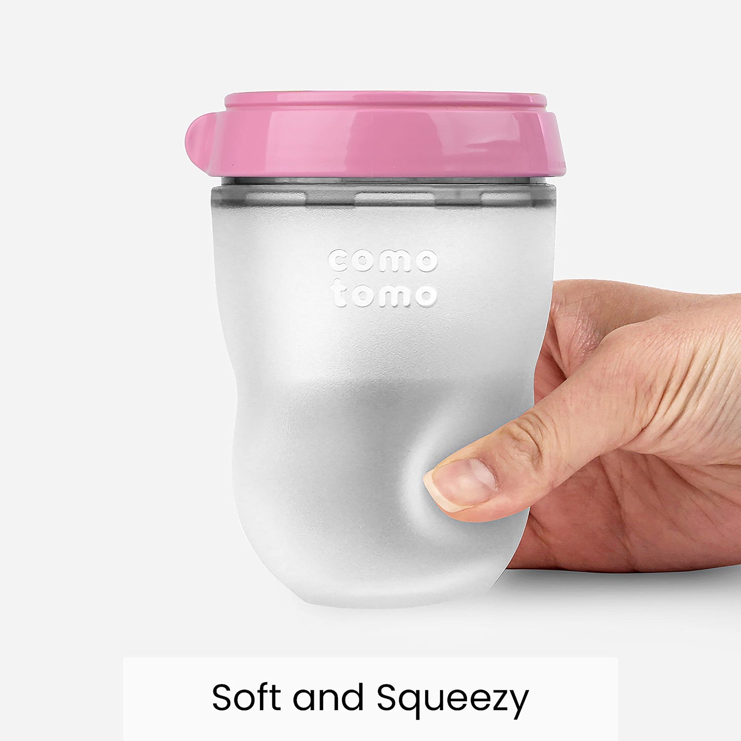 Comotomo Set de 2 Biberones de Silicona de 250 Ml, Anillo Rosa