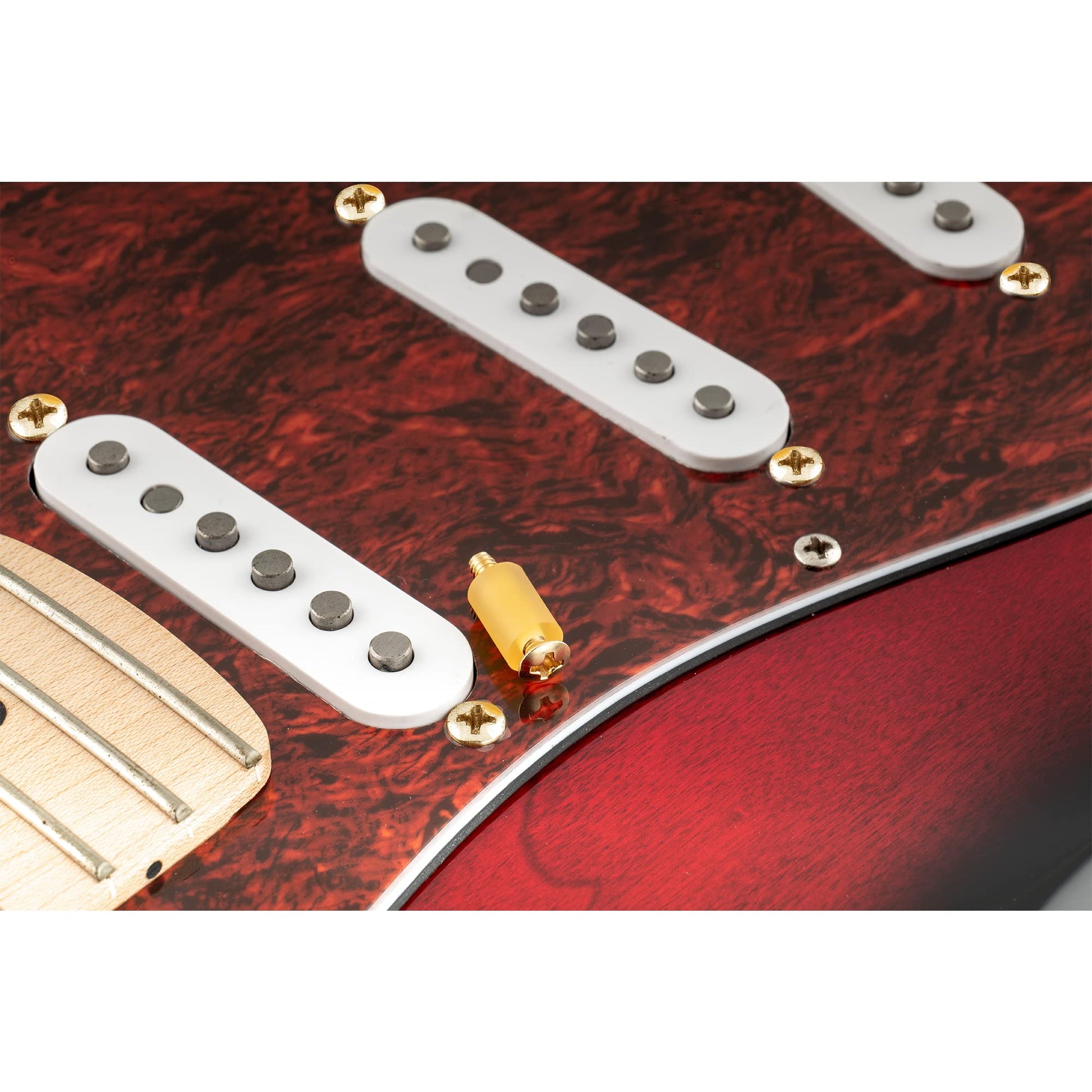 Musiclily Ultra UNC#6-32X3/4 Pulgadas Acero Inoxidable Tornillos y Tubo Goma de Pastilla Single Coil para Guitarra Eléctrica tipo Fender Strat USA/Mexico, Dorado (Set de 6)