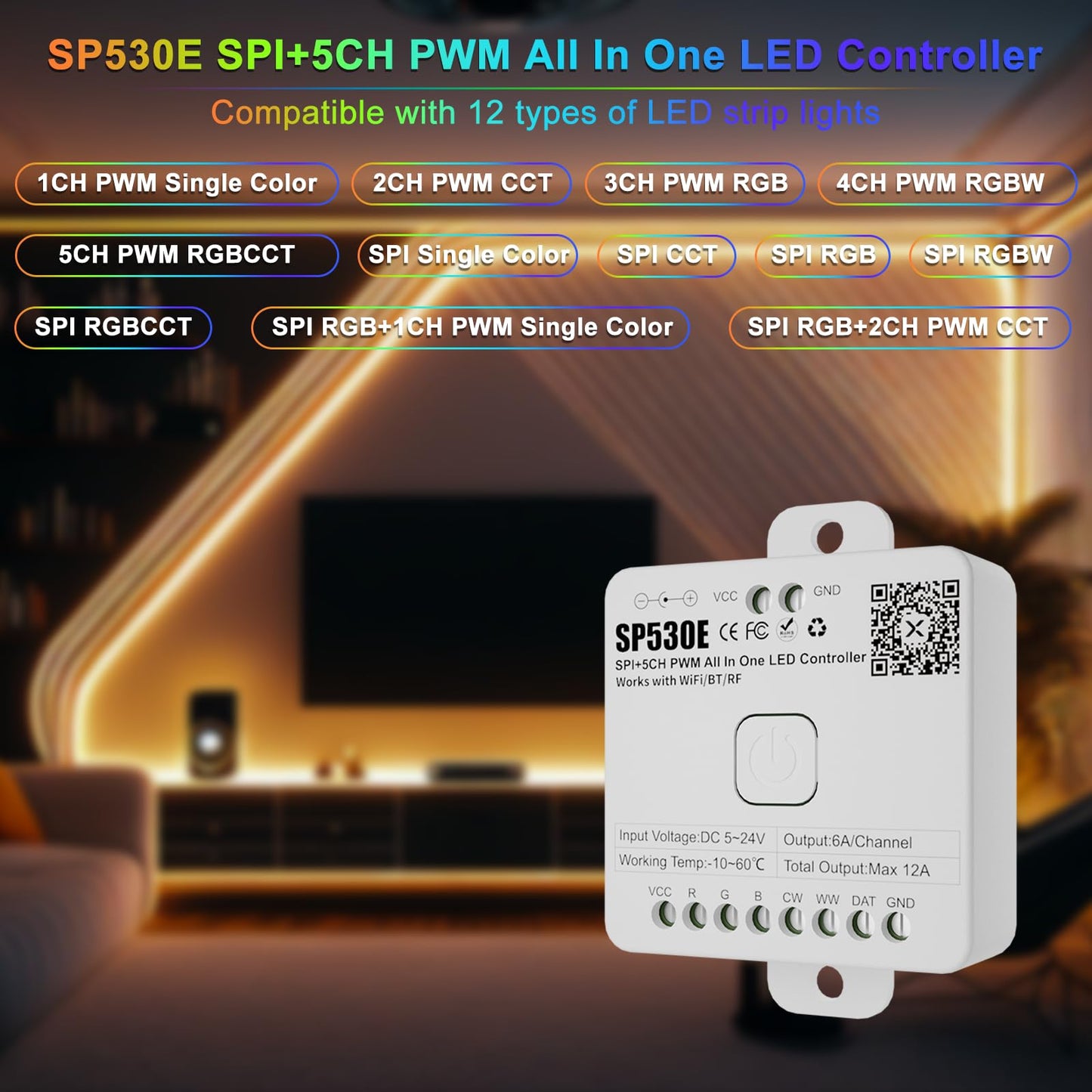 Driver LED PAUTIX SP530E Bluetooth WiFi Alexa Google RGB Compatible con PWM SPI para Tira de Luces LED