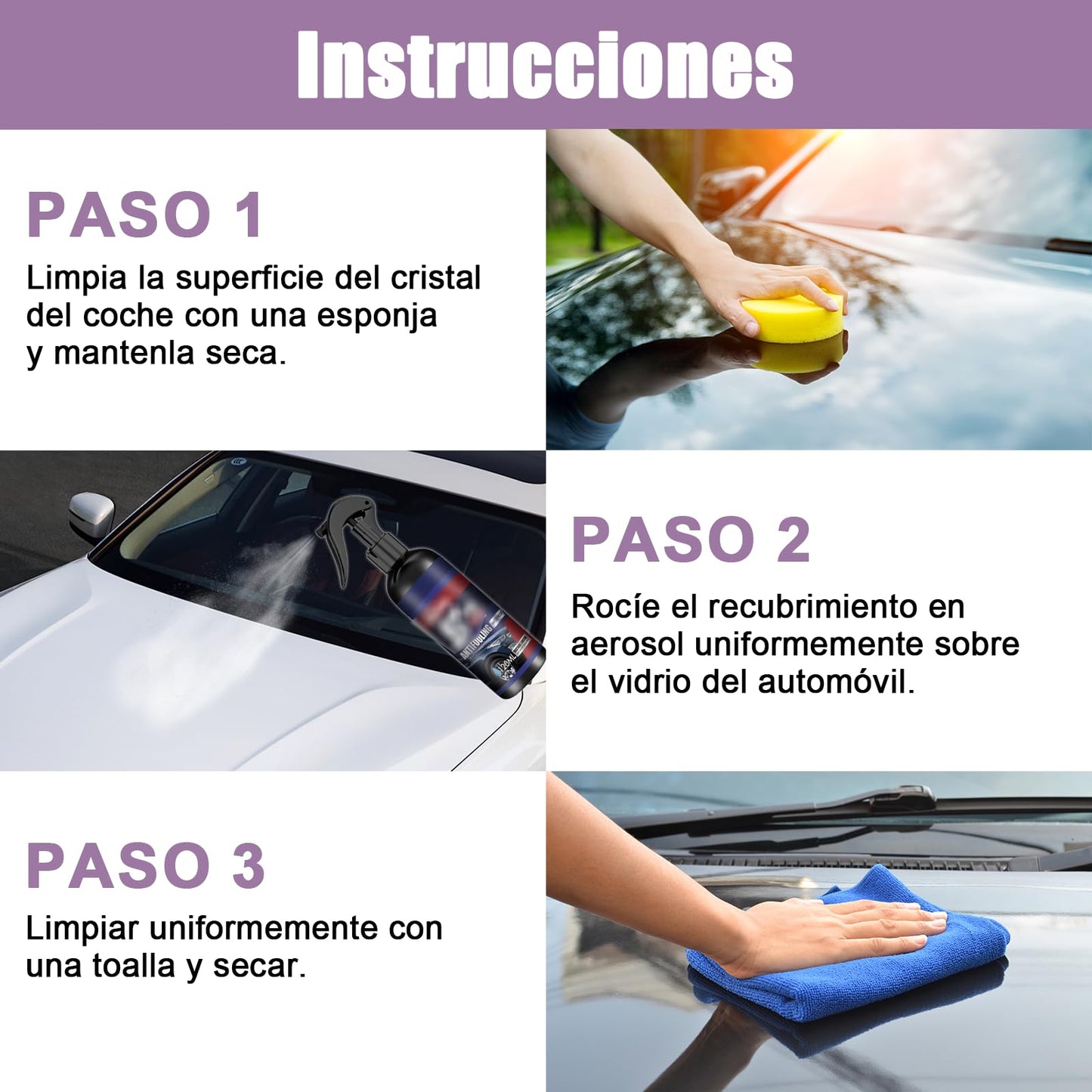 Spray de Recubrimiento de Coche VKUJDT Negro Acción Rápida con Alta Protección 3 en 1 360ml más Esponjas y Toallas