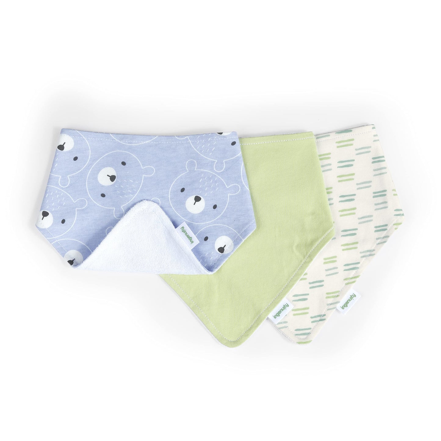 Ingenuity Easy Eater™ - Juego de 3 baberos para bebé - Kodi™ & Easy Eater™ - Juego de 3 paños para eructos para bebé - Kodi™