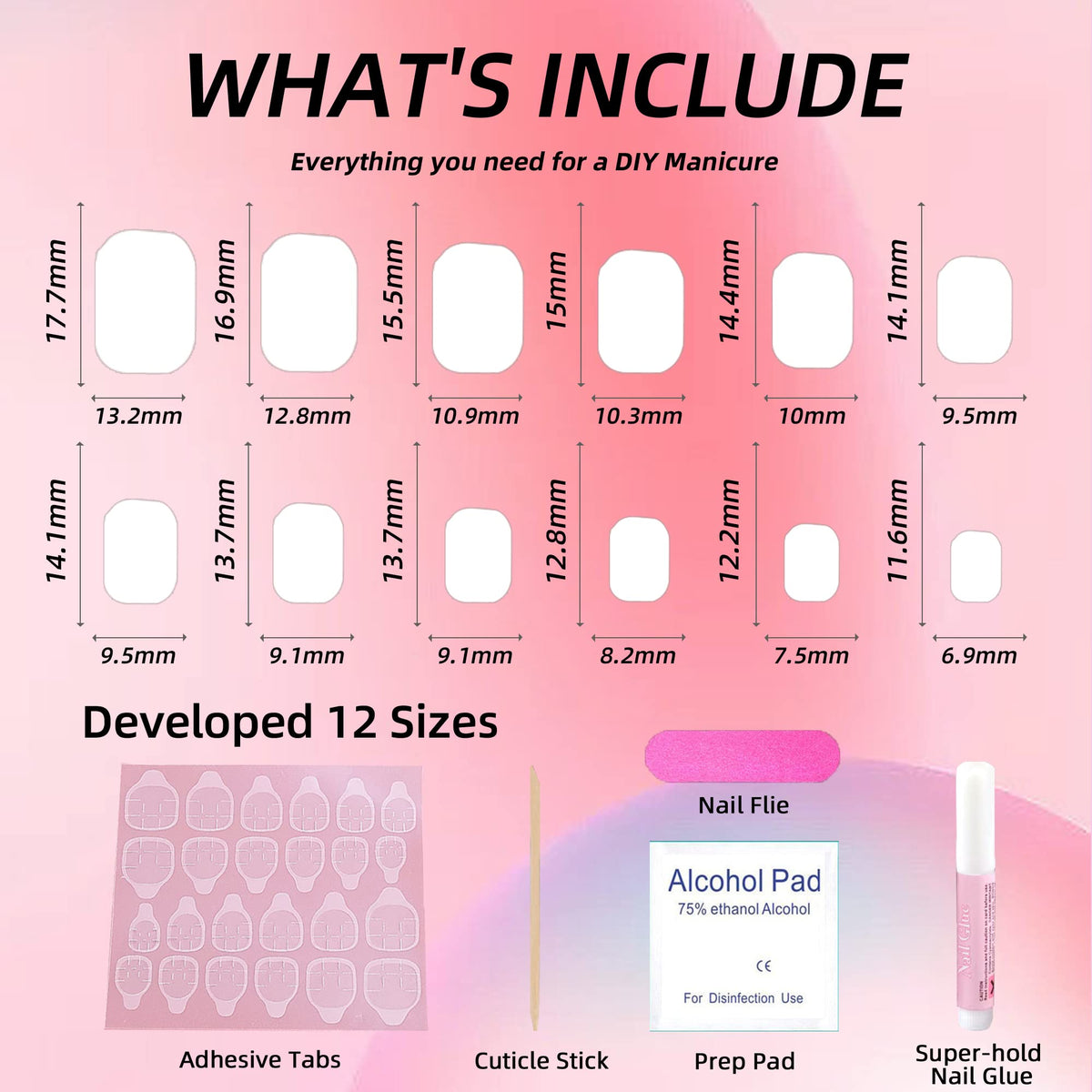 Lucoffeoi 24 Uñas Postizas De Presión, Diseño Mediano, 24 Uñas Acrílicas Redondas Y Cuadradas, Set De Uñas Adhesivas Con Pestañas Adhesivas Y Lima Para Uñas Para Mujeres, Niñas Y Niños.