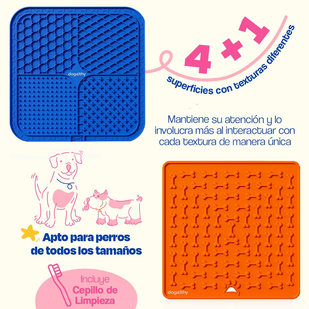 Set de Alfombrillas para Lamer Dogelthy Azul y Verde con Ventosas para Perro y Gato