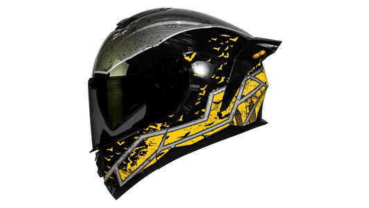 KOV Casco Batman Zero Amarillo ABATIBLE con LED DC Comics Certificado Dot (L)