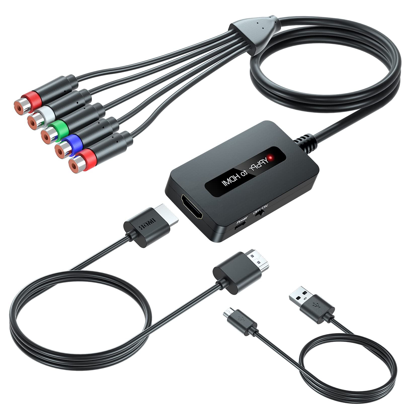 Cable Convertidor Componente a HDMI - Compatible con PS2/NGC/Wii/Xbox - 1080P YPbPr a HDMI