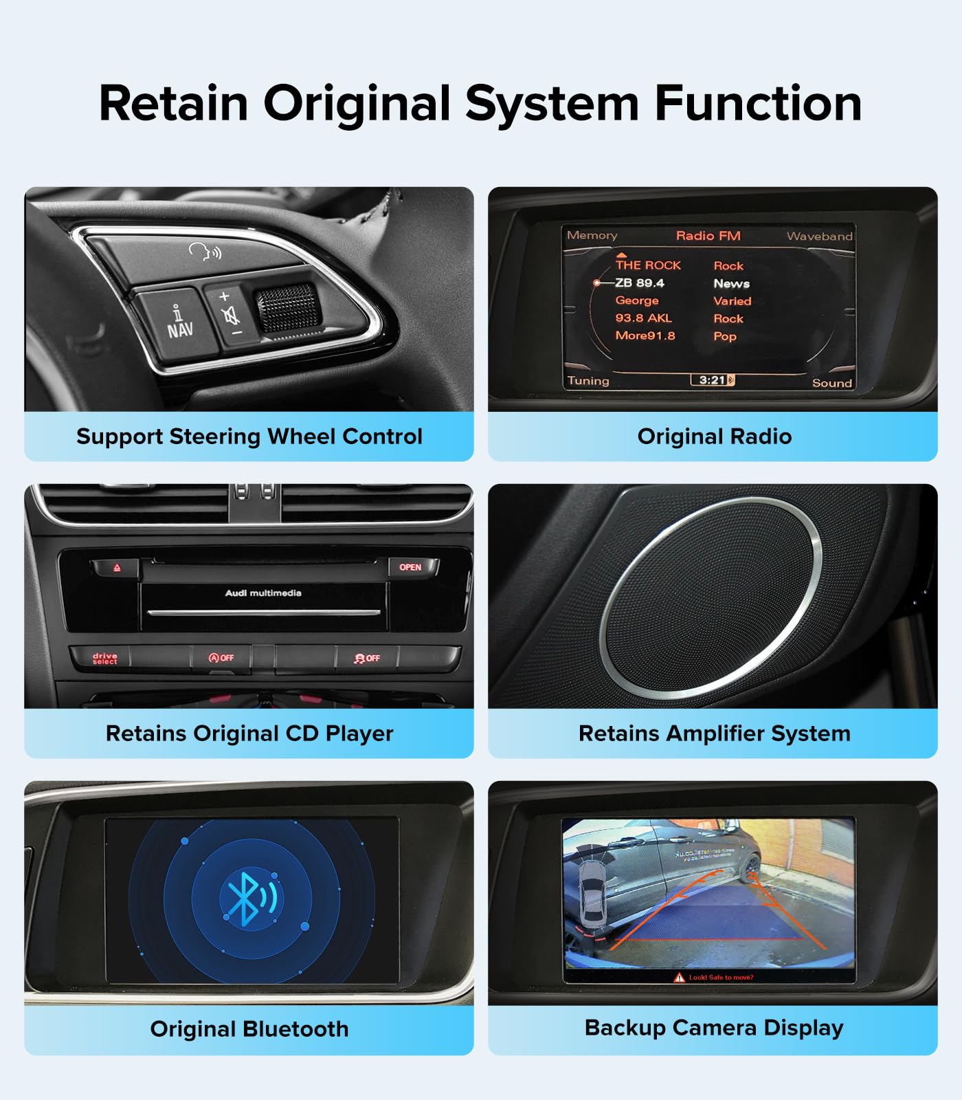 Estéreo de Coche Linux de 10.25" para Audi A4 B8 S4 A5 S5 RS5 (2009-2016) Sistema Multimedia MMI de Audi - Unidad Principal Android Auto CarPlay Inalámbrico, Pantalla Táctil IPS de 1920x720, Conserva