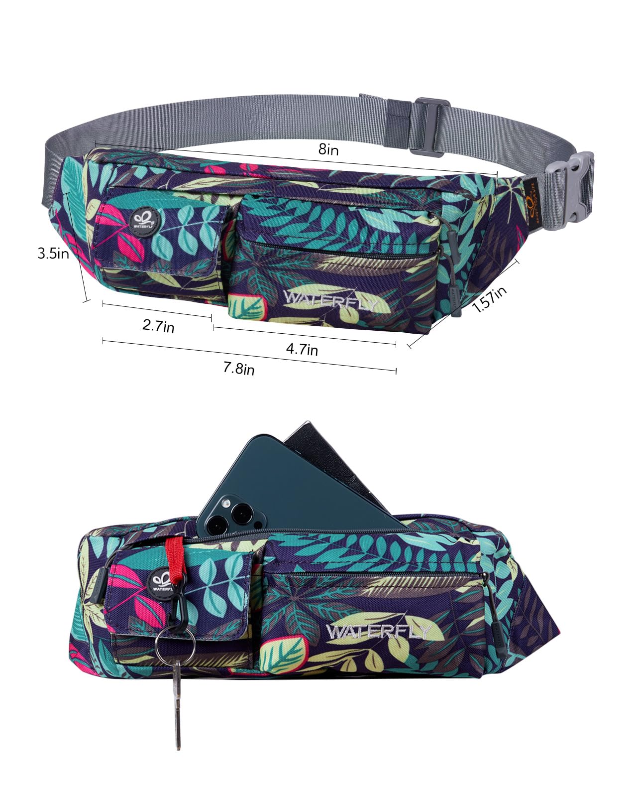 Riñonera WATERFLY delgada Resistente al Agua Hombre y Mujer para Running Ciclismo Senderismo y Viajar