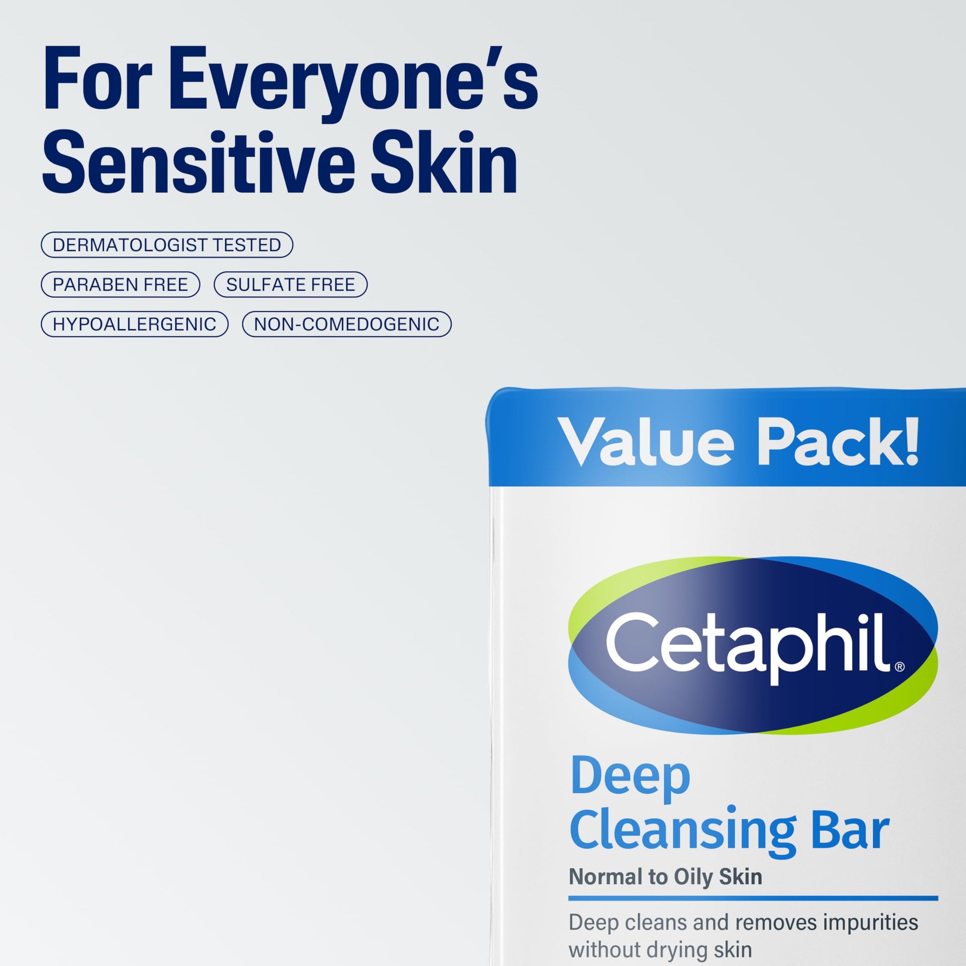 Cetaphil - Barra facial y corporal de limpieza profunda para todos los tipos de piel, Paquete de 3