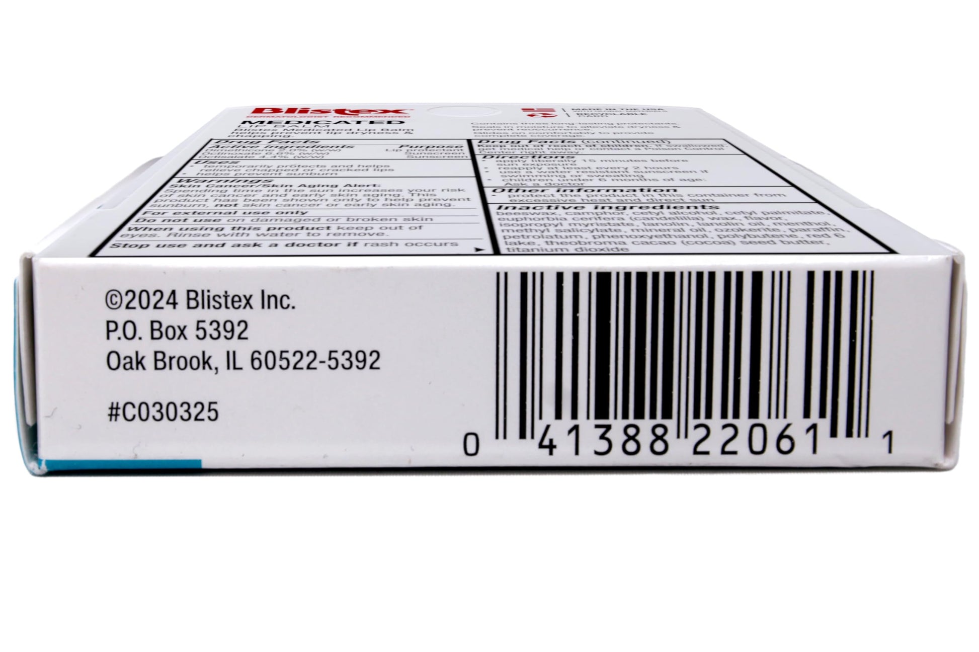 Blistex Bálsamo de labios medicado con SPF 15 para secar, enchapar y calmar labios irritados, 0,15 oz – Pack de 8