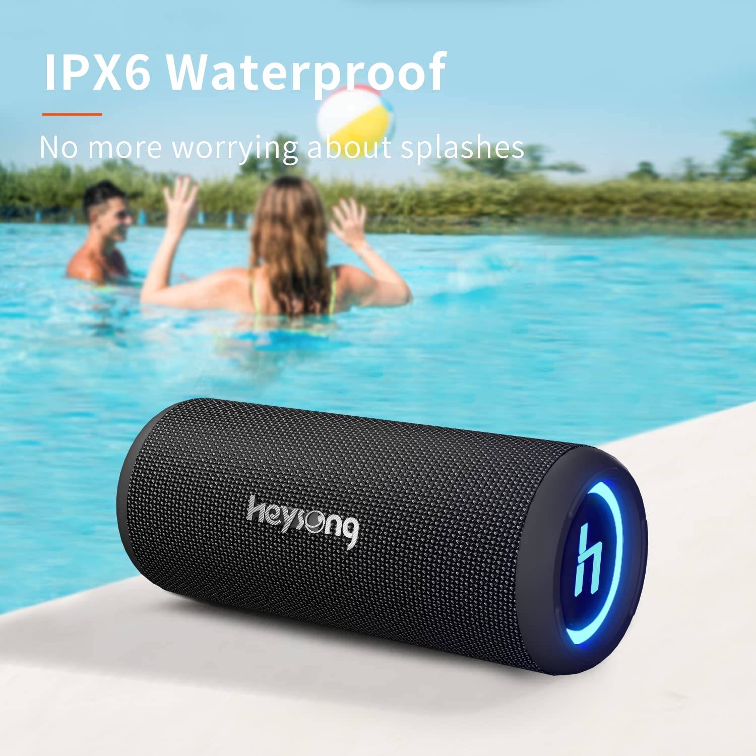 HEYSONG Bocina Bluetooth 5.3 30W para Fiestas Luz RGB, Altavoz Portátil Impermeable IPX6, AUX, Micro SD,TF Tarjeta, USB, stéreo de Doble emparejamiento bocinas para Viaje, Fiesta, Hogar