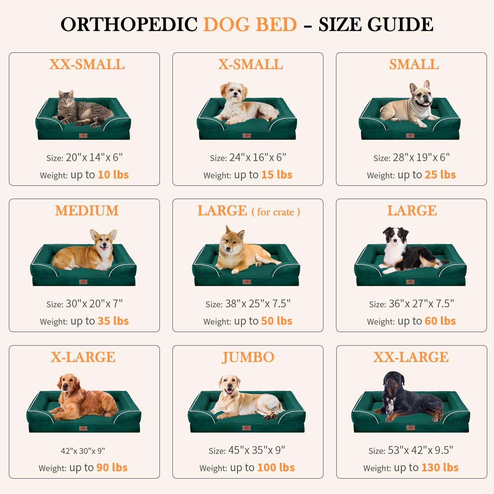Comfort Expression - Camas para perros pequeños, impermeables, de espuma ortopédica para perros pequeños, cómoda cama para mascotas, con funda extraíble lavable y parte inferior antideslizante (XS