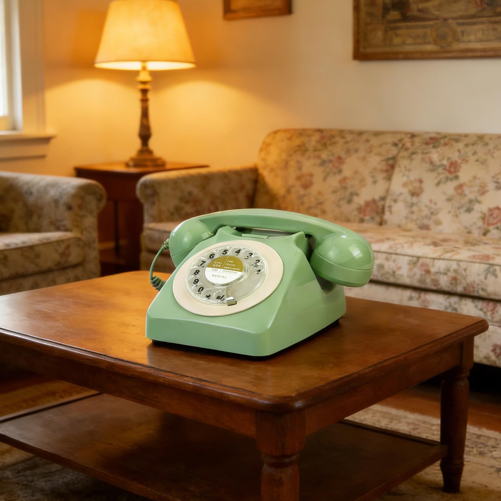 Benotek - Teléfono vintage retro de esfera giratoria de estilo antiguo, teléfono básico de una sola línea para escritorio, hogar, oficina, escuela, hotel