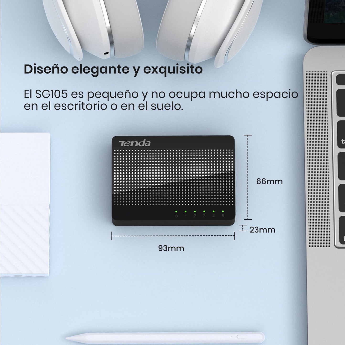 Switch Gigabit Tenda SG105 Negro 5 Puertos para Gaming y Streaming HD