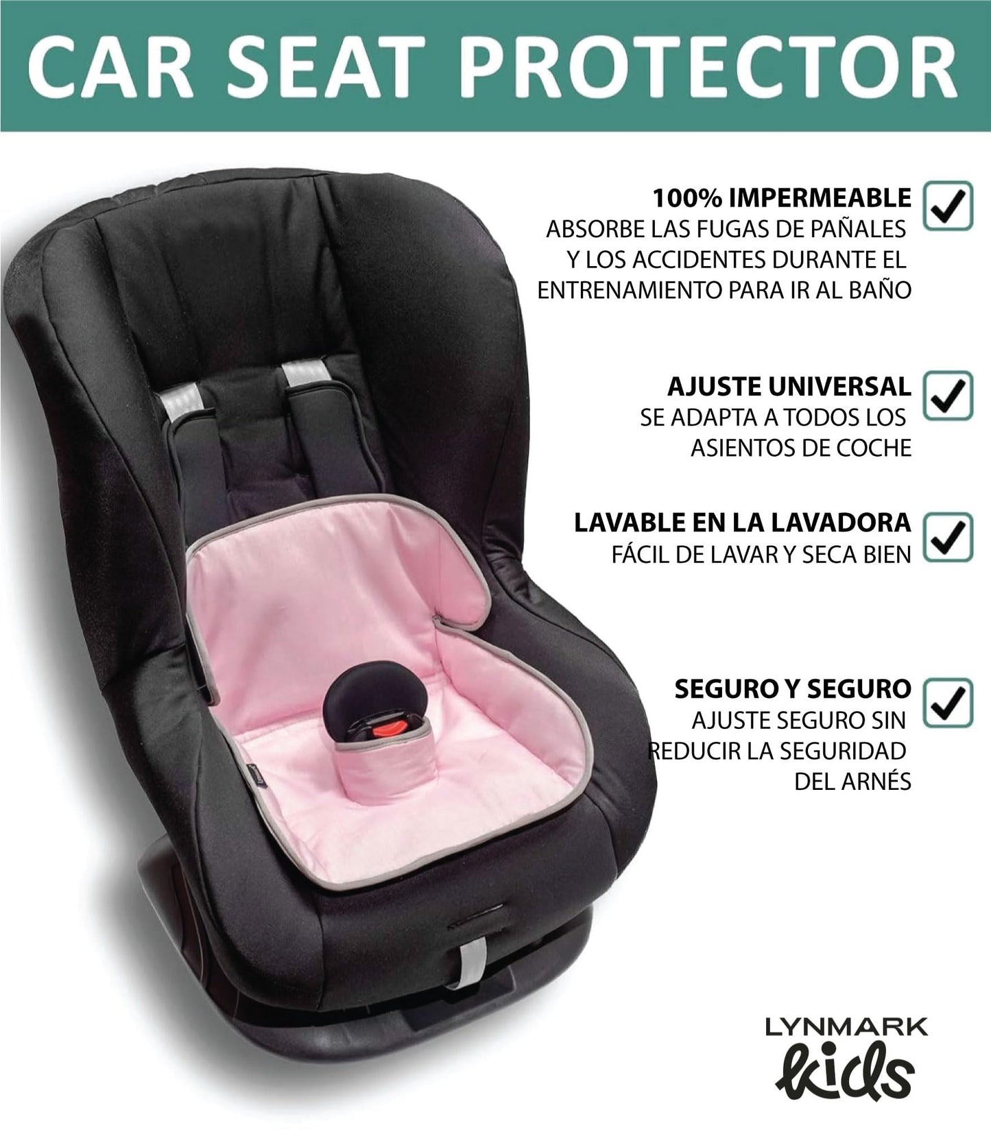 Lynmark - Funda protectora de asiento de coche para entrenamiento para ir al baño – almohadillas para orejas suaves impermeables para niños pequeños y asiento de coche – Alfombrilla de forro universal