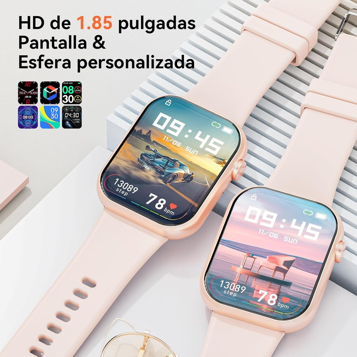 Reloj Inteligente Hwagol Negro 1.85" HD con Bluetooth y Más de 140 Modos Deportivos para Hombre y Mujer